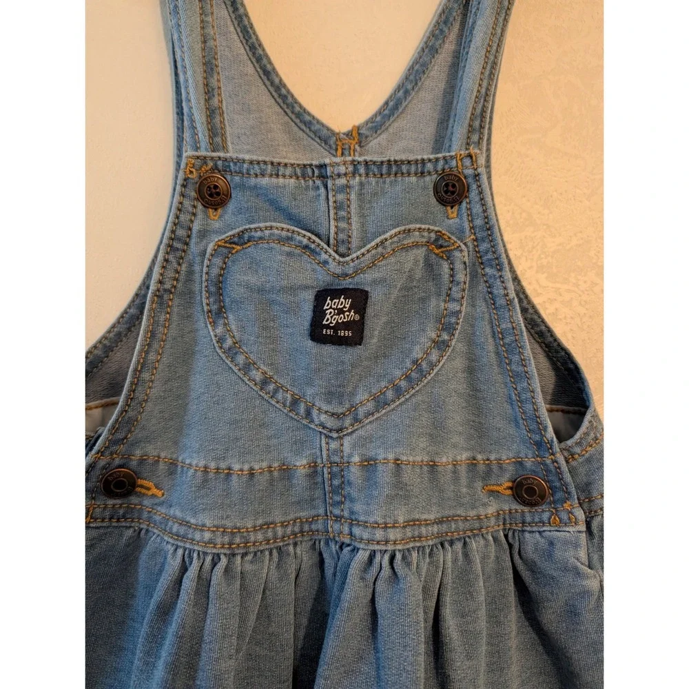 Baby OshKosh B'gosh Denim‎ Heart Jumper Dress 24M Blue Overall Skirt 1M995610